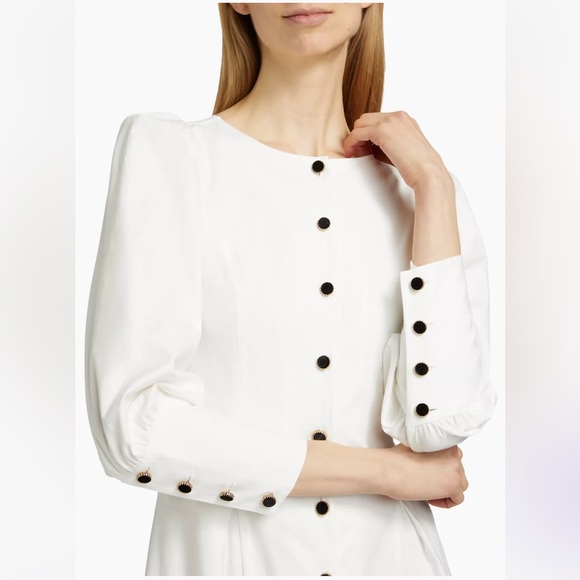 NWT Reformation Halia midi shirt Dress velvet buttons a line poplin cotton - Picture 2 of 16